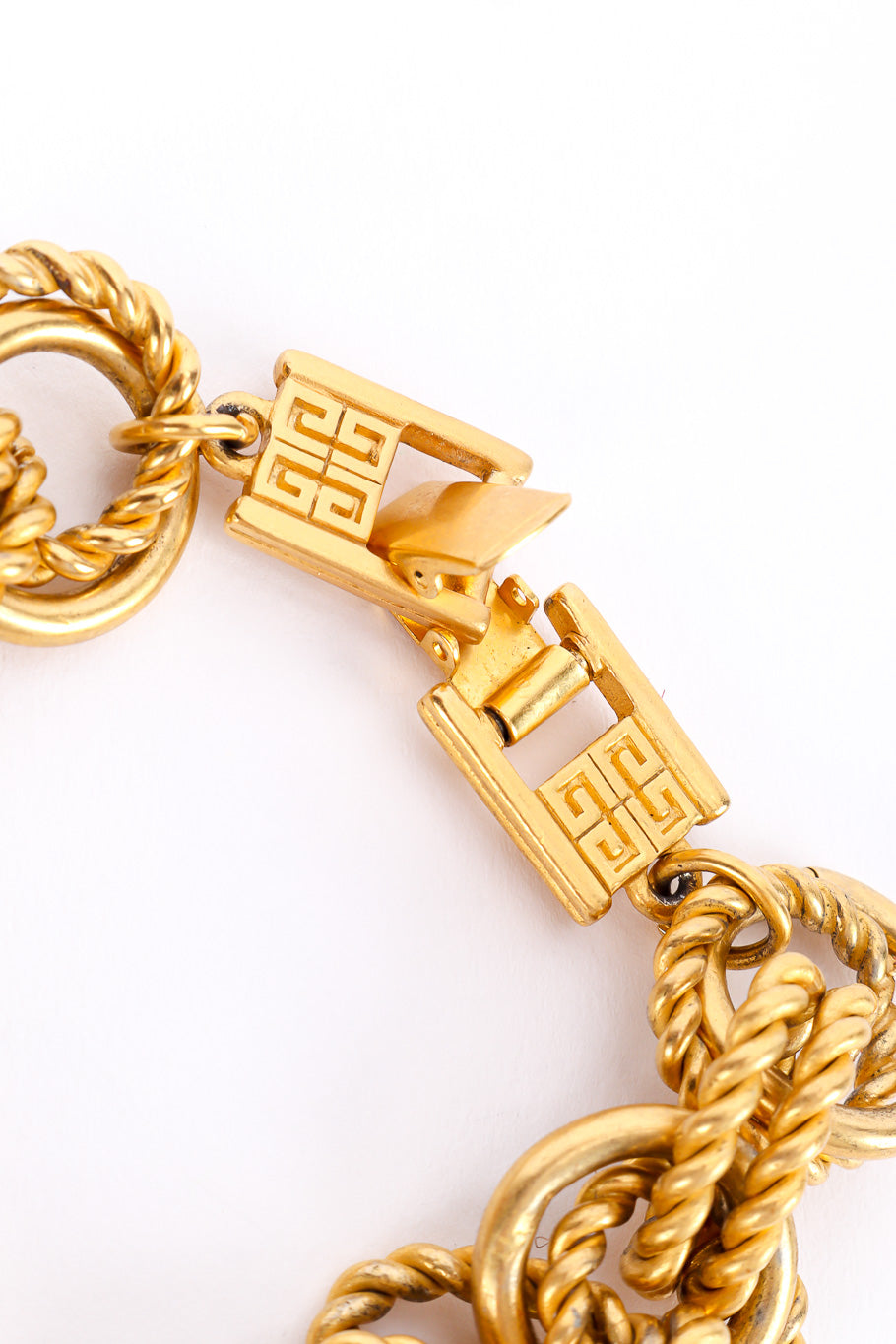 Vintage Givenchy Double Rope Chainlink Bracelet box clasp closeup @Recessla