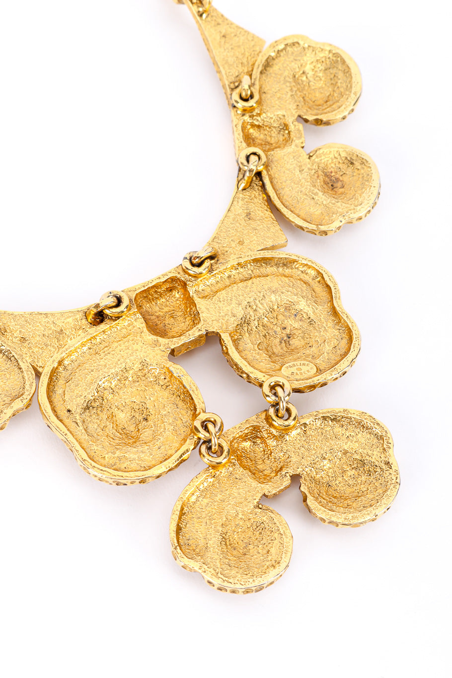 Vintage Pauline Rader Hammered Swirl Collar Necklace back side of swirl pendants closeup @Recessla