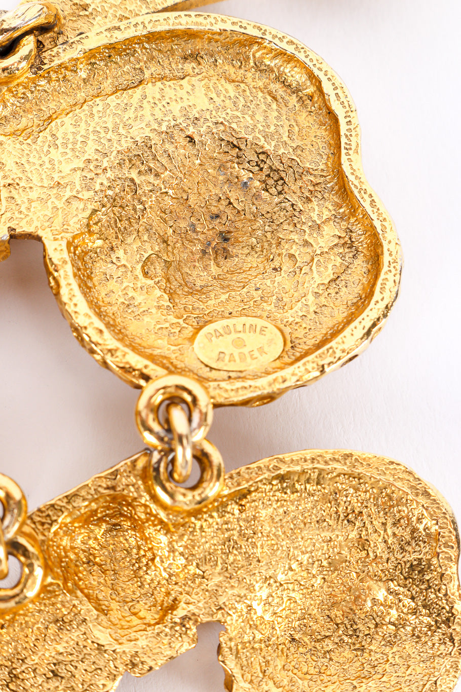 Vintage Pauline Rader Hammered Swirl Collar Necklace signature oval cartouche closeup @Recessla