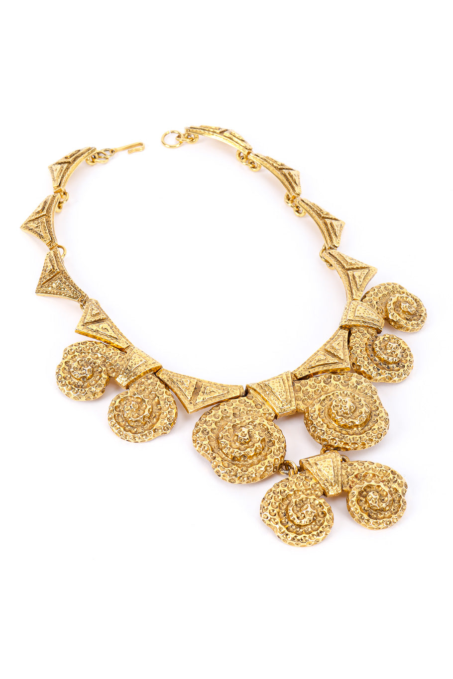 Vintage Pauline Rader Hammered Swirl Collar Necklace full view @Recessla