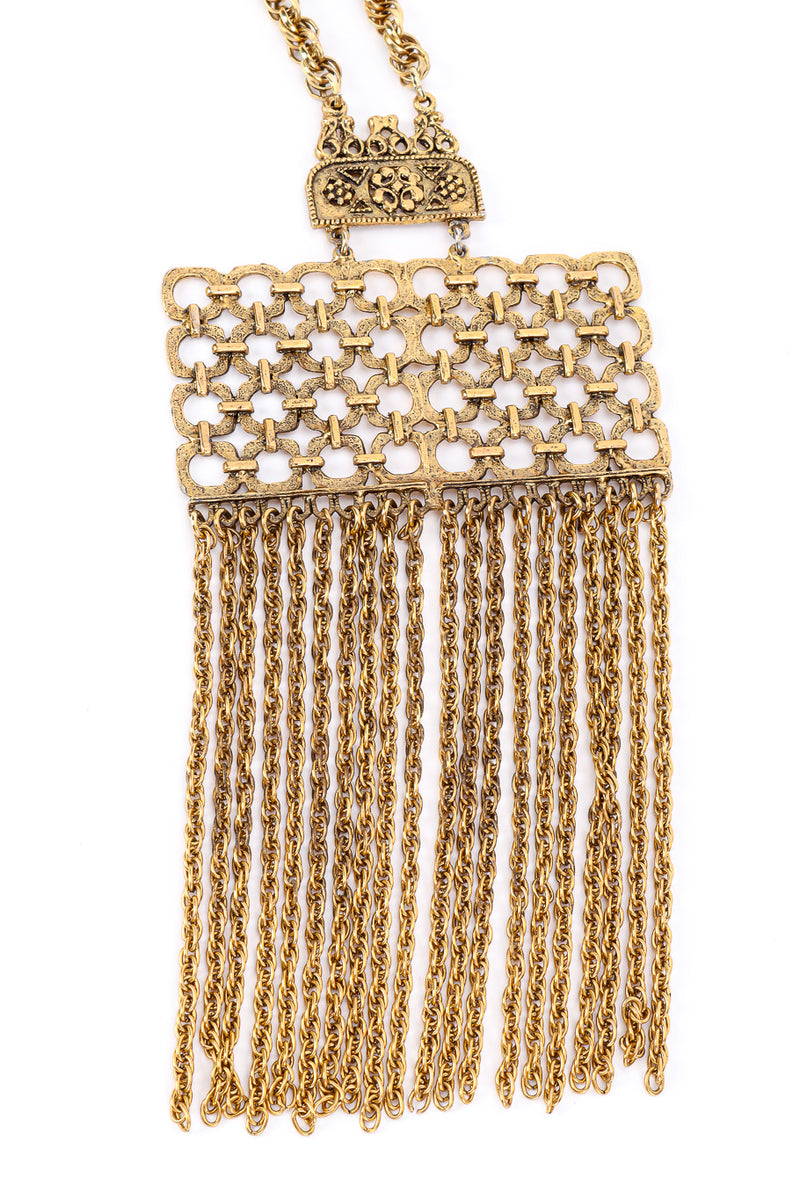 Vintage Etruscan Chain Fringe Necklace pendant and fringe closeup @Recessla