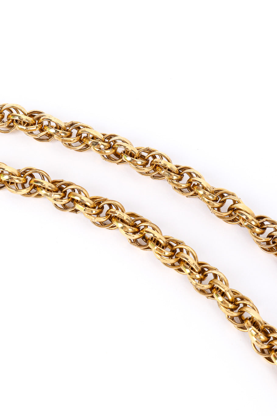 Vintage Etruscan Chain Fringe Necklace rolo chain closeup up @Recessla