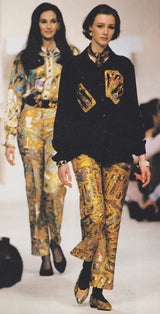 Tarot Blouse print by Hermés on model on 1991 runway