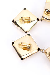 Vintage Jomaz Rhombus Bubble Drop Earrings clip on closeup @Recessla