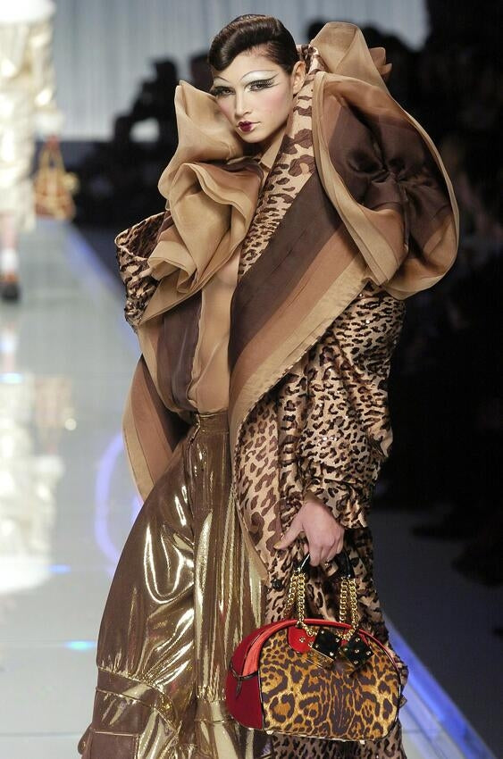 Vintage 2004 F/W Christian Dior Velvet & Leopard Print Bowler Bag on runway @recess la