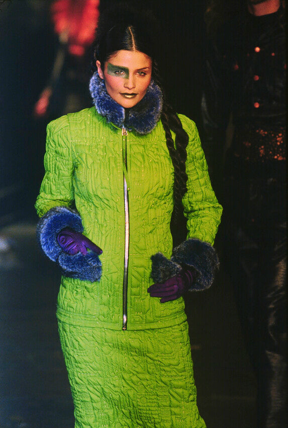 same fabric and zipper set on model on 1995 runway 