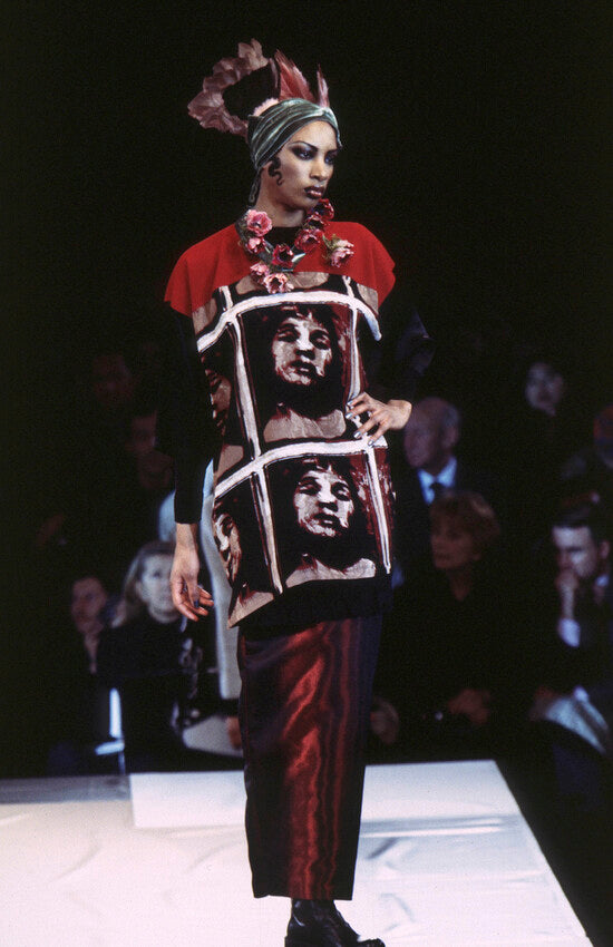 mesh top print on model on 1997 runway