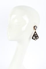 Kenneth Jay Lane Enamel & Rhinestone Geo Drop Earrings mannequin @RECESS LA