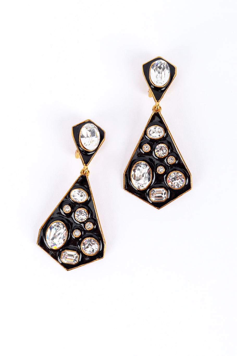 Kenneth Jay Lane Enamel & Rhinestone Geo Drop Earrings @RECESS LA