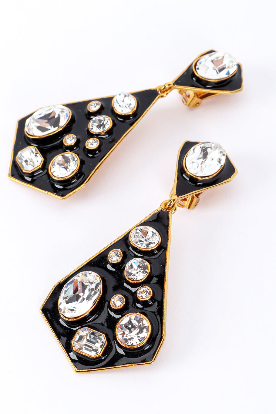 Kenneth Jay Lane Enamel & Rhinestone Geo Drop Earrings @RECESS LA