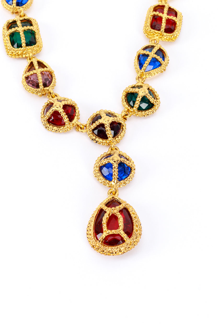 Vintage Kenneth Jay Lane Royal Cross Gripoix Pendant Necklace pendant closeup @recess la