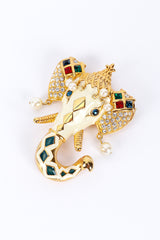 Vintage Kenneth Jay Lane "Royal Maharaja" Collection Royal Maharaja Enamel Elephant Brooch front @recess la