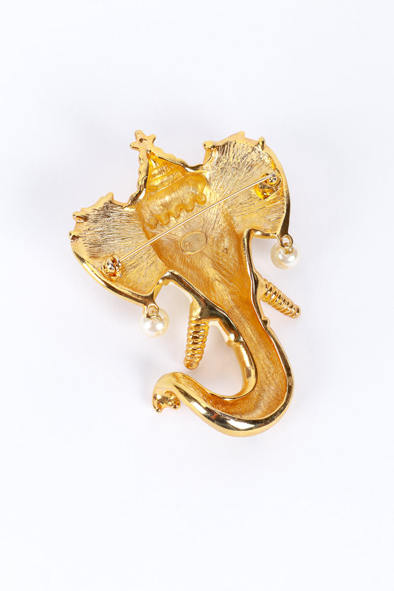 Vintage Kenneth Jay Lane "Royal Maharaja" Collection Royal Maharaja Enamel Elephant Brooch back @recess la