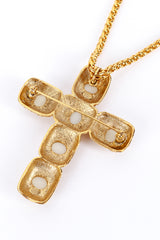 Vintage Kenneth Jay Lane Byzantine Pearl Cross Brooch Pendant Necklace back pendant closeup @recess la