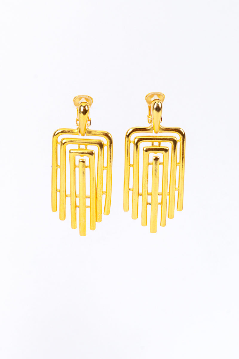 Vintage Kenneth Jay Lane Articulated Linear Drop Earrings front @recess la