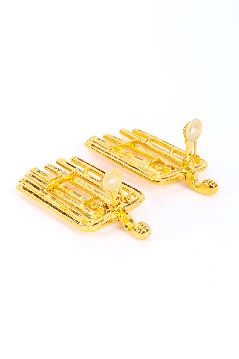 Vintage Kenneth Jay Lane Articulated Linear Drop Earrings clips open @recess la