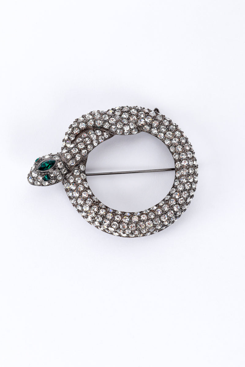 Vintage Kenneth Jay Lane Rhinestone O-Ring Snake Brooch front @recess la