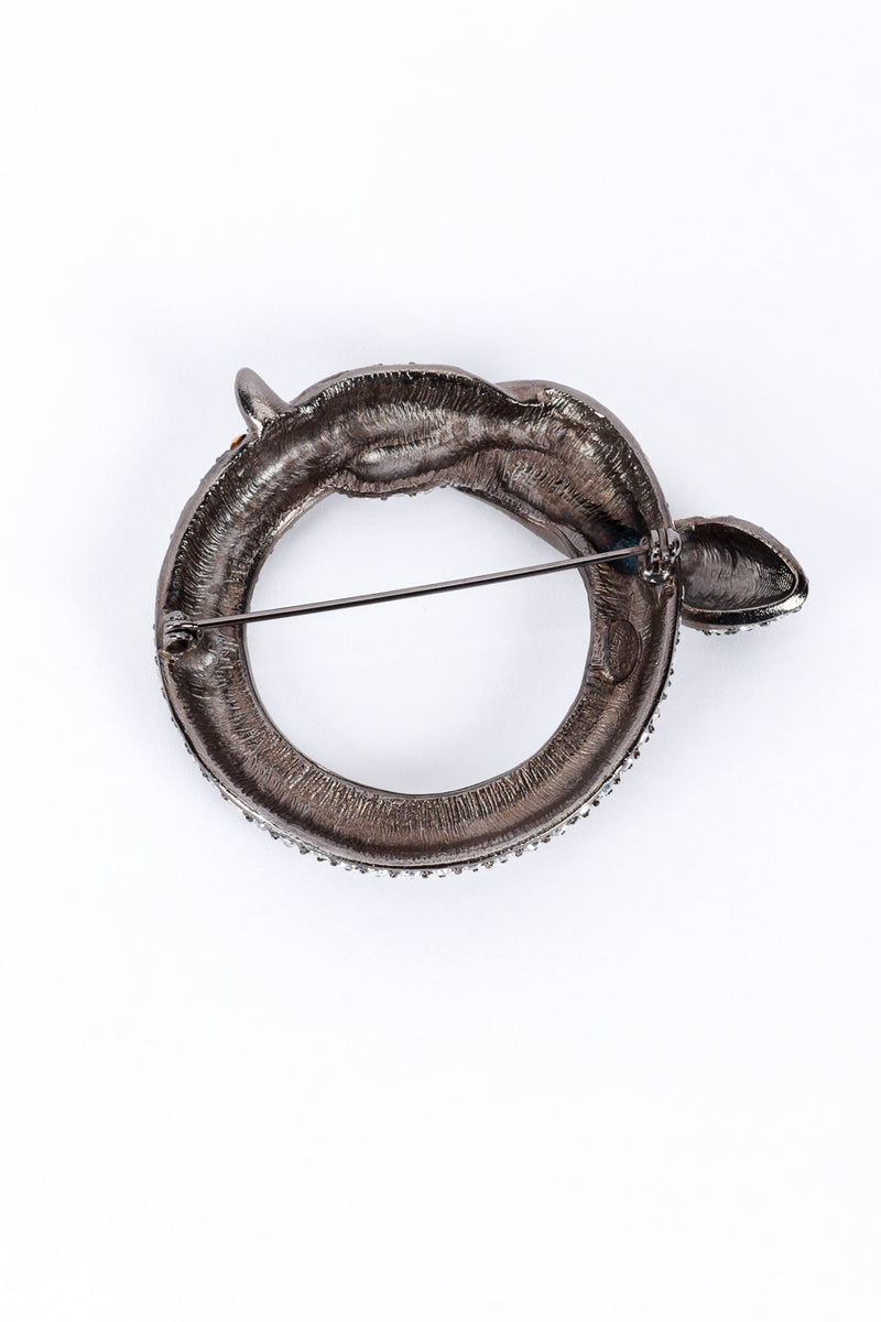 Vintage Kenneth Jay Lane Rhinestone O-Ring Snake Brooch back @recess la