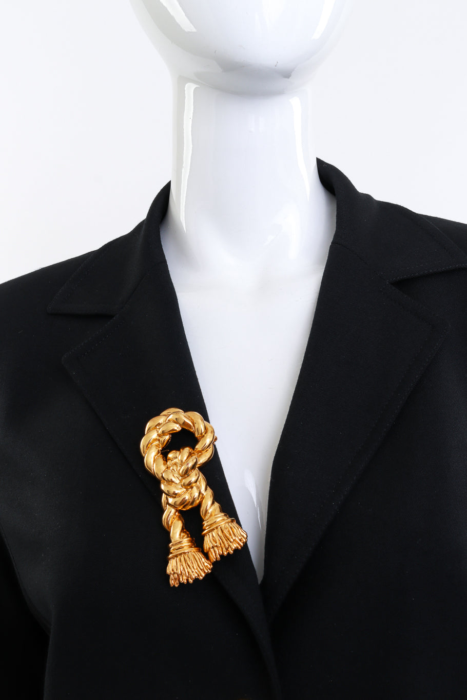 Vintage Kenneth Jay Lane Knotted Rope Brooch pinned on mannequin @recess la