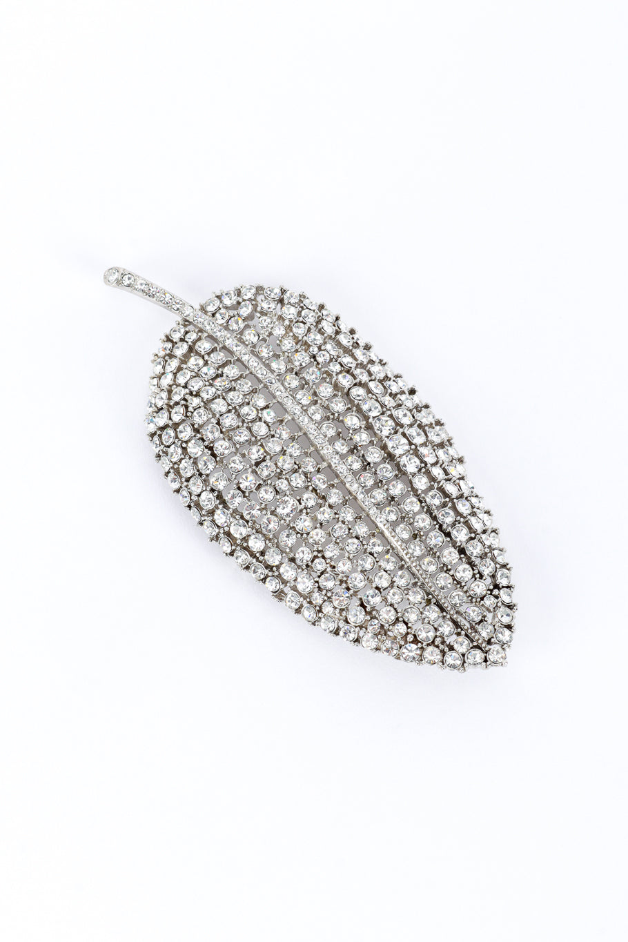 Vintage Kenneth Jay Lane Crystal Leaf Brooch front @recess la