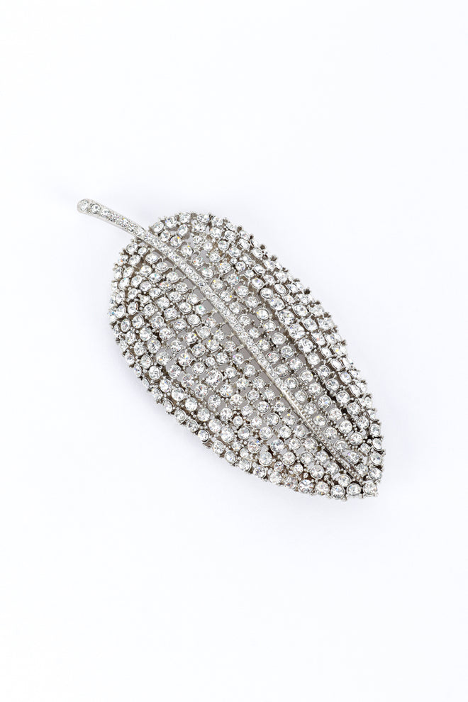 Vintage Kenneth Jay Lane Crystal Leaf Brooch front @recess la