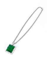 Vintage Kenneth Jay Lane Art Deco Emerald Pendant Necklace front @recess la