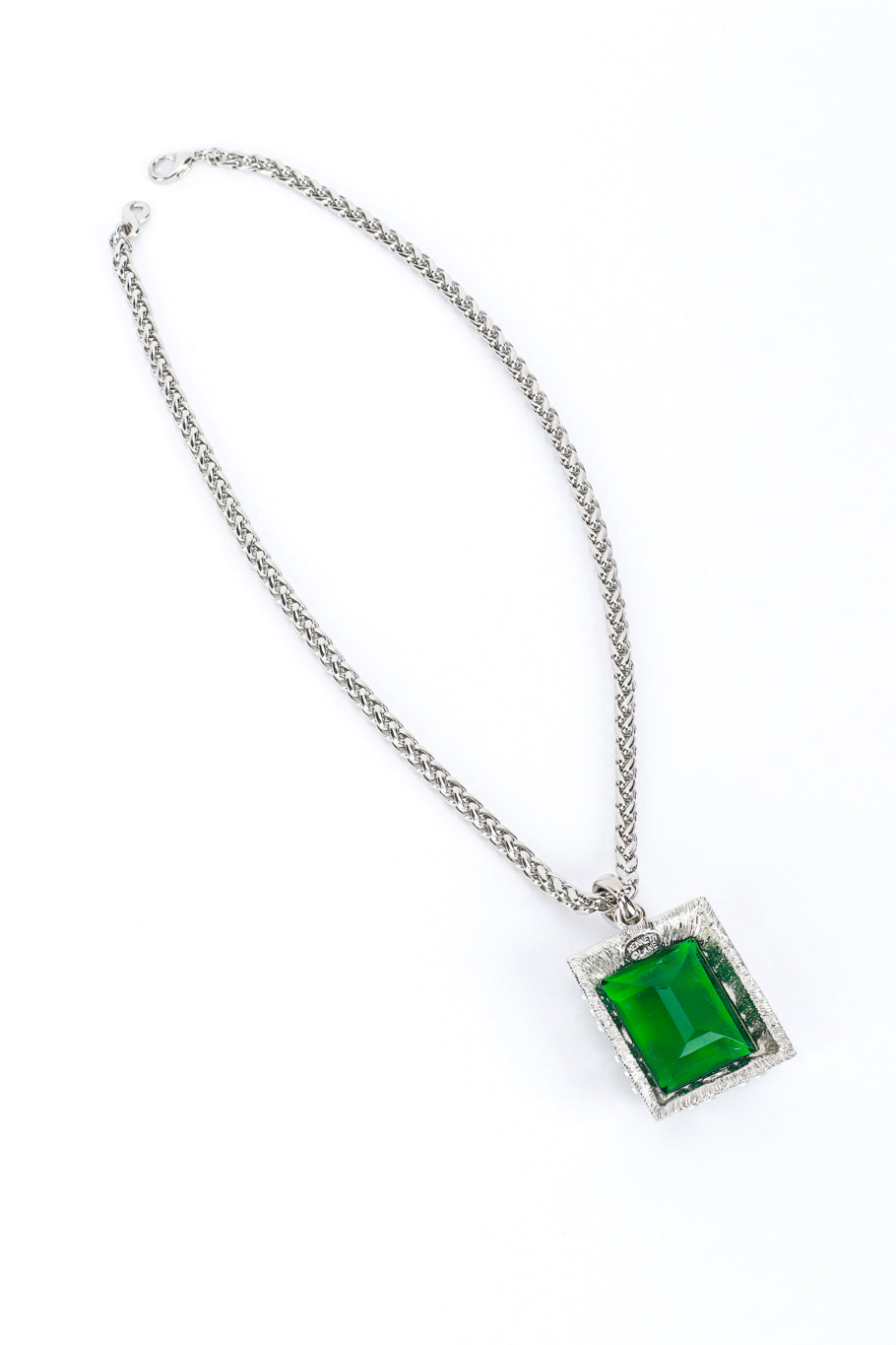 Vintage Kenneth Jay Lane Art Deco Emerald Pendant Necklace back @recess la