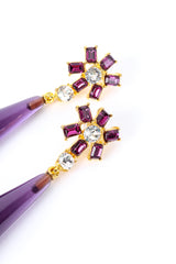 Vintage Kenneth Jay Lane Couture Collection Violaceous Floral Teardrop Earrings flower closeup @recess la