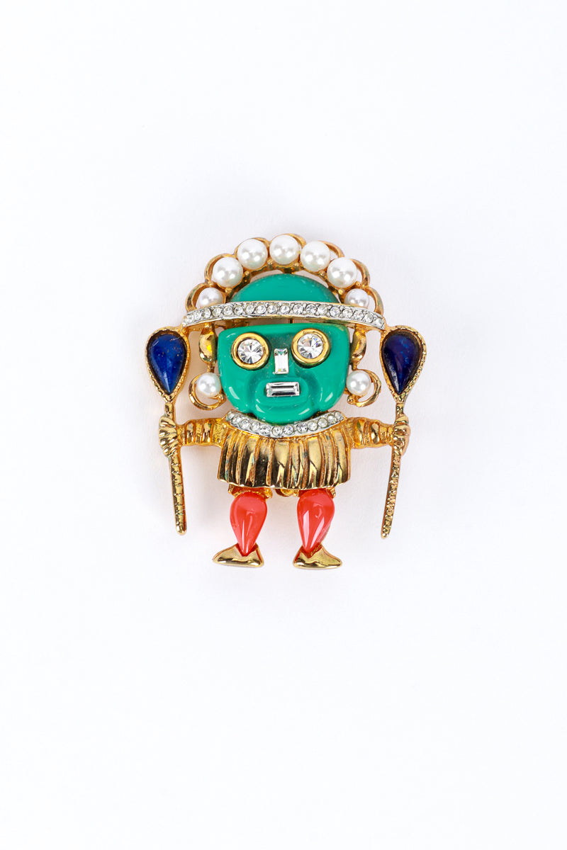 Vintage Kenneth Jay Lane Turquoise Medicine Man Brooch front @recess la