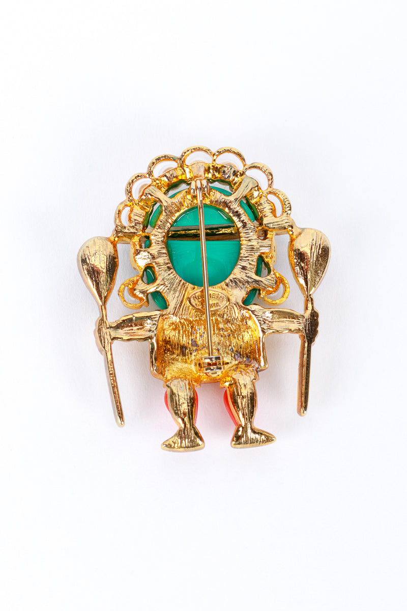 Vintage Kenneth Jay Lane Turquoise Medicine Man Brooch back @recess la