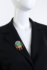 Vintage Kenneth Jay Lane Turquoise Medicine Man Brooch on mannequin @recess la