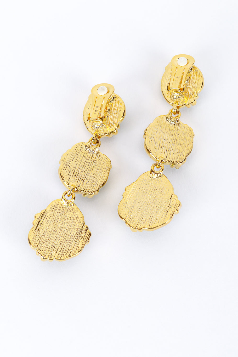 Kenneth Jay Lane 3-Tier Nugget Drop Earrings back @recess la