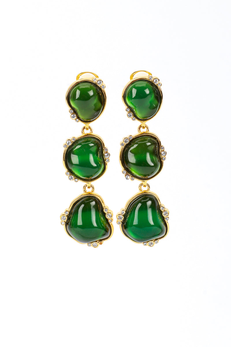 Kenneth Jay Lane 3-Tier Nugget Drop Earrings front @recess la