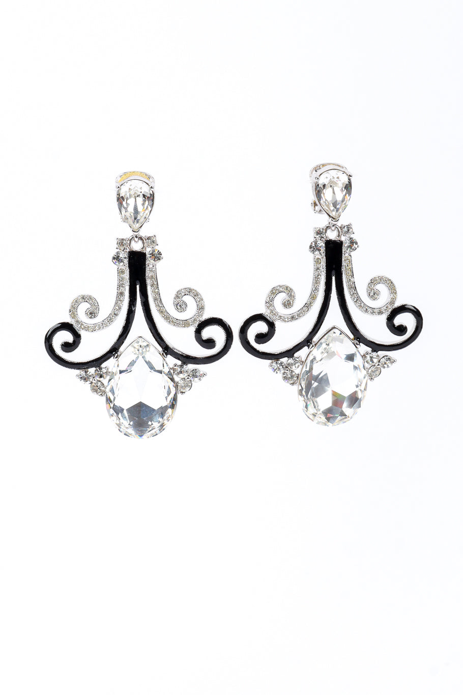 Vintage Kenneth Jay Lane Crystal Chandelier Drop Earrings front @recess la