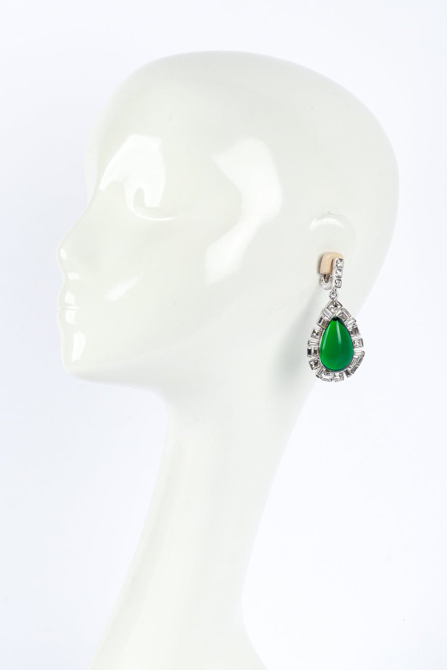 Vintage Kenneth Jay Lane Teardrop Cabochon & Crystal Earrings on mannequin @recess la