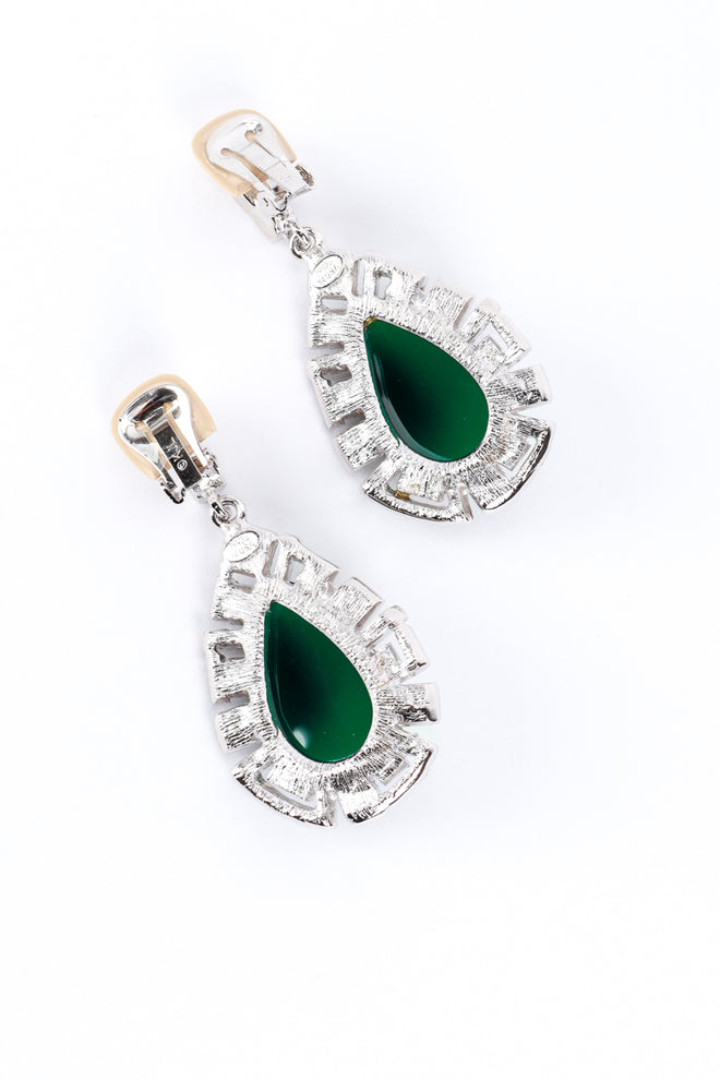 Vintage Kenneth Jay Lane Teardrop Cabochon & Crystal Earrings back @recess la