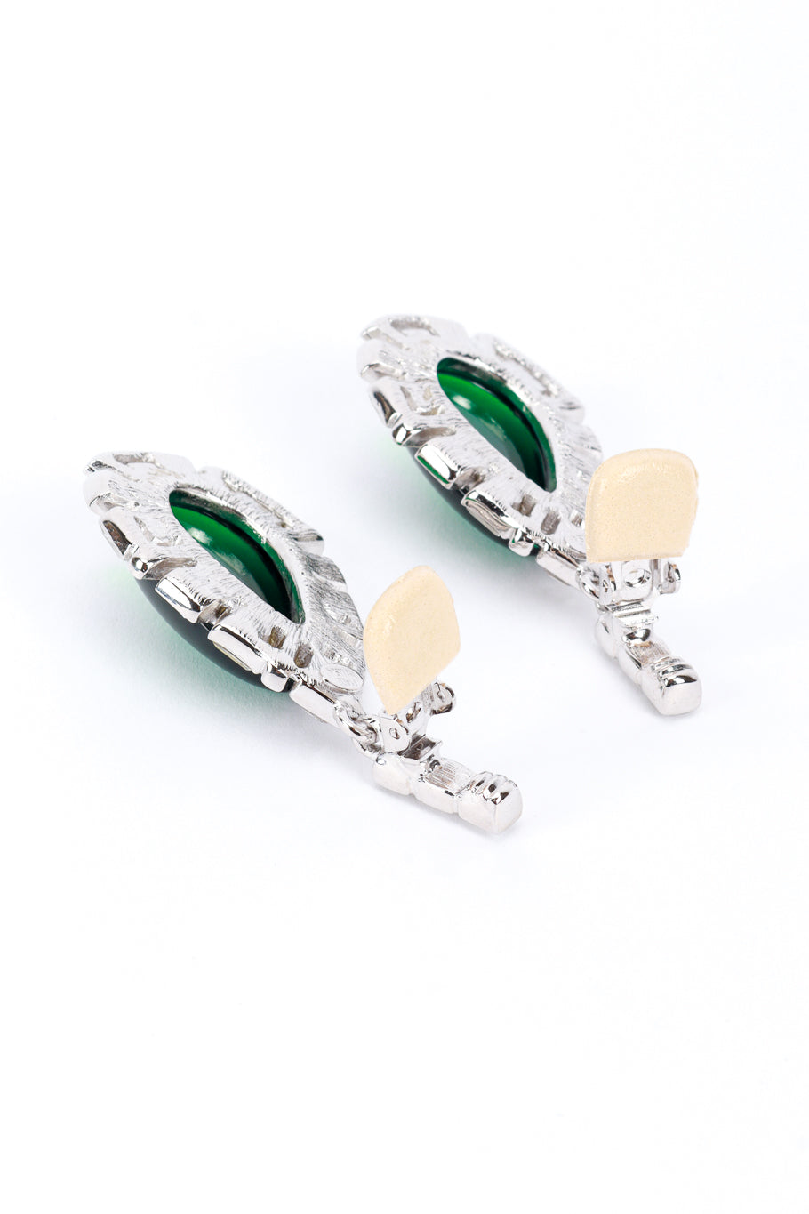 Vintage Kenneth Jay Lane Teardrop Cabochon & Crystal Earrings clips open @recess la