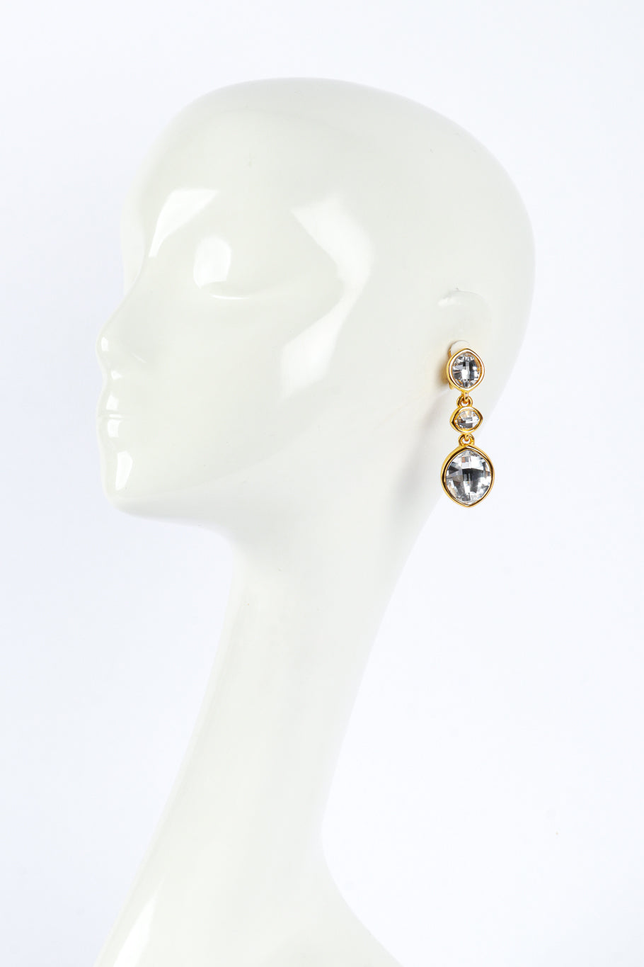 Vintage Kenneth Jay Lane Rhinestone Gem Drop Earrings on mannequin @recess la