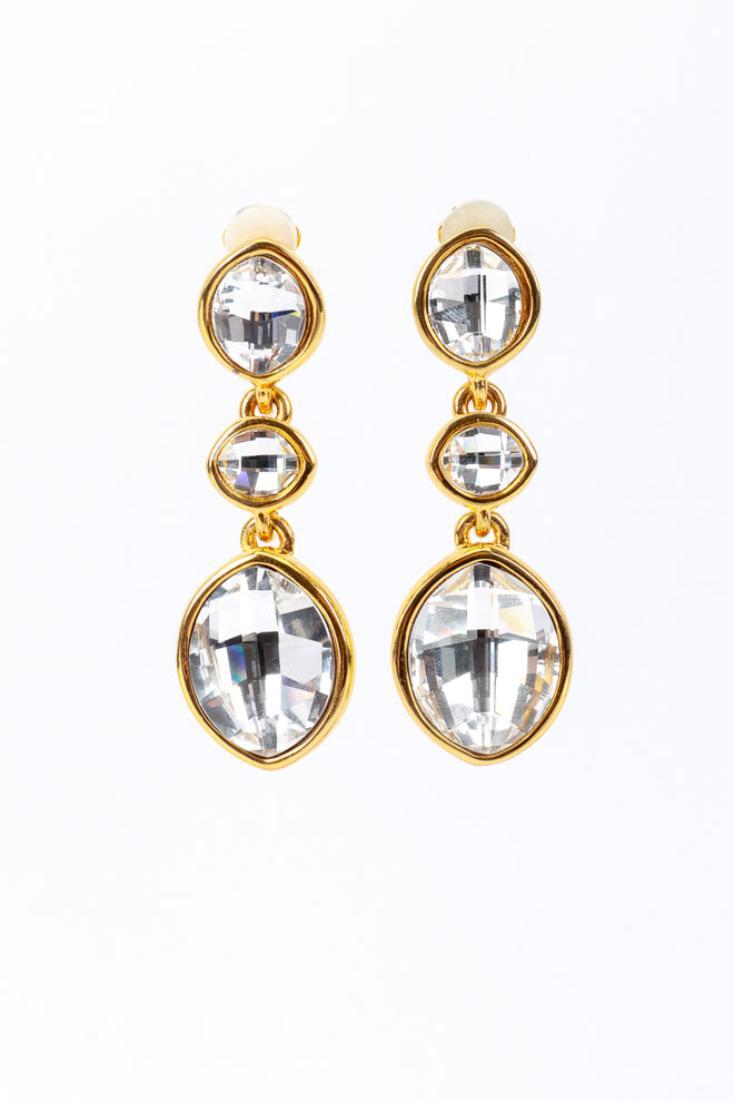 Vintage Kenneth Jay Lane Rhinestone Gem Drop Earrings front @recess la