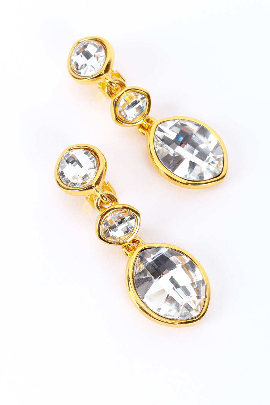 Vintage Kenneth Jay Lane Rhinestone Gem Drop Earrings 3/4 front @recess la