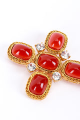 Vintage Kenneth Jay Lane Amber Gripoix & Rhinestone Cross Brooch front detail @recess la