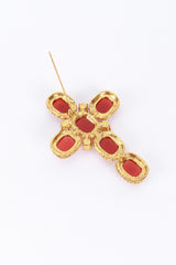 Vintage Kenneth Jay Lane Amber Gripoix & Rhinestone Cross Brooch back pin open @recess la