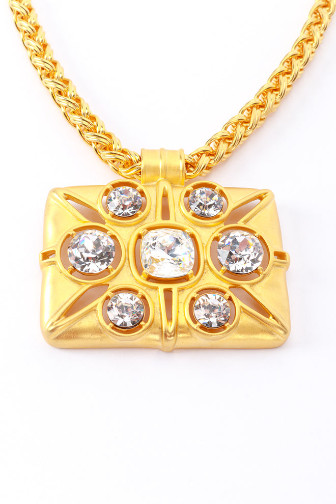 Vintage Kenneth Jay Lane Rectangle Rhinestone Pendant Necklace pendant detail @recess la