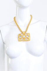 Vintage Kenneth Jay Lane Rectangle Rhinestone Pendant Necklace on mannequin @recess la