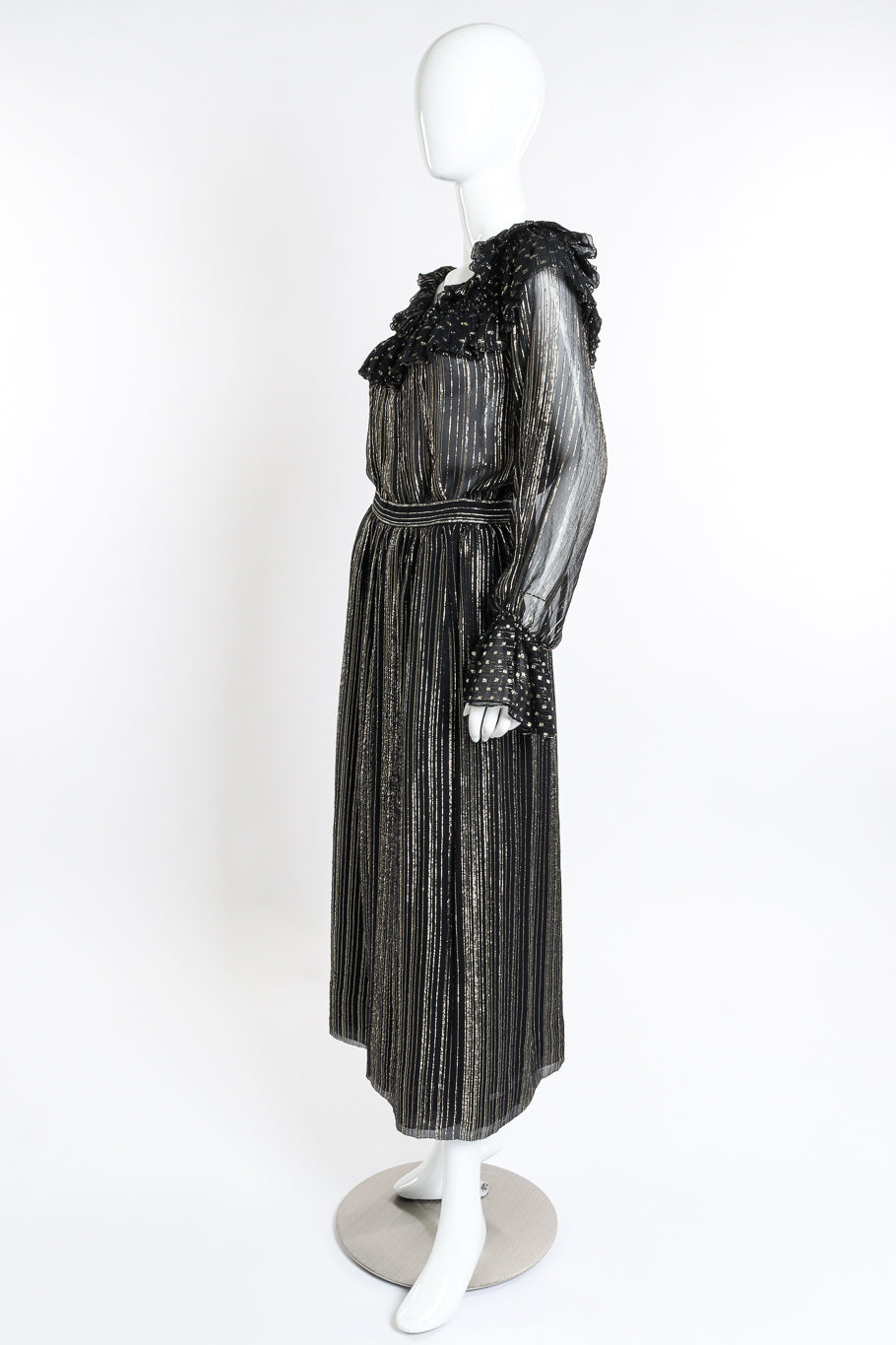 Vintage Adolfo Ruffle Top and Skirt Set side on mannequin @recessla