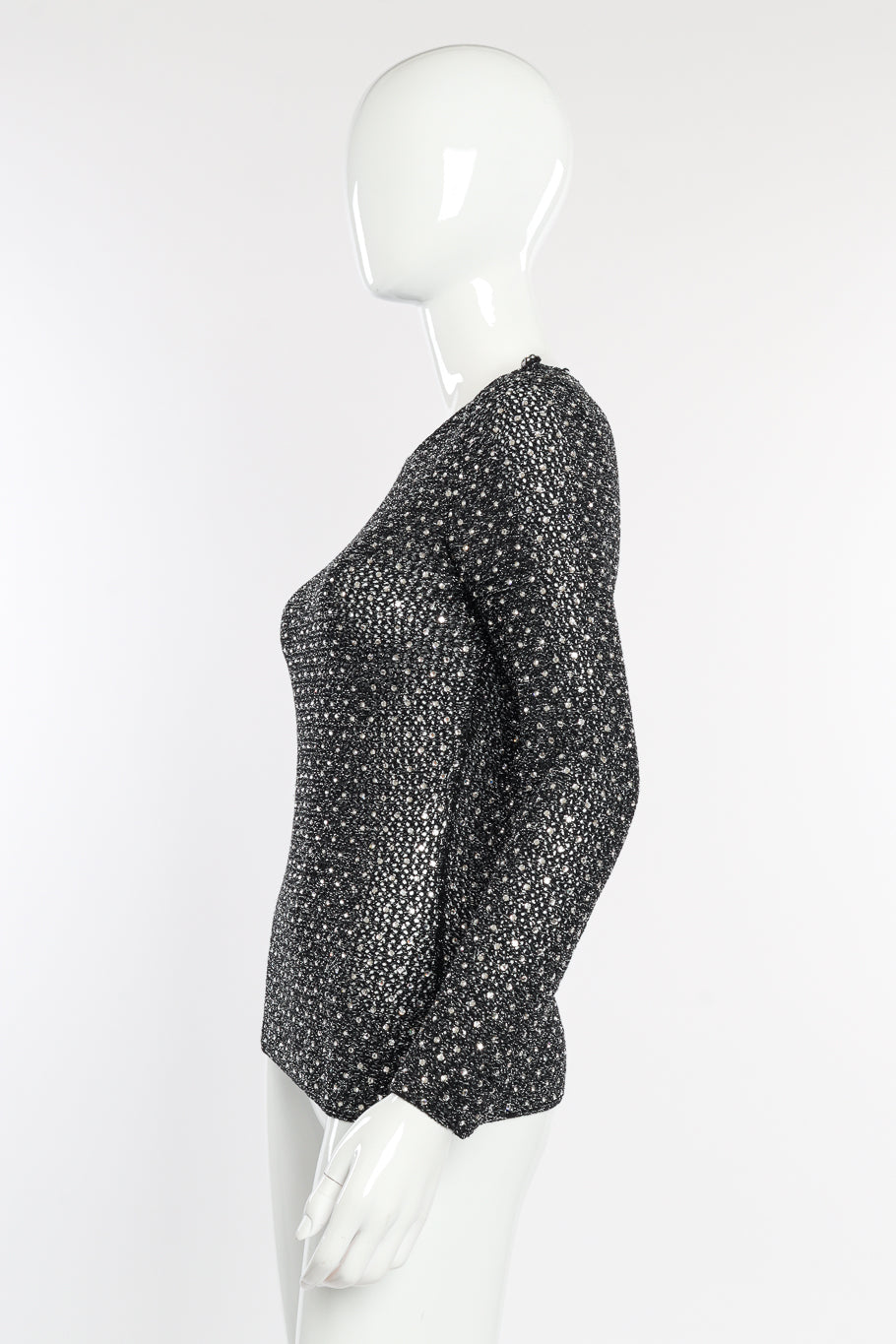 Vintage Adolfo Crystal Open Knit Top side on mannequin @recessla