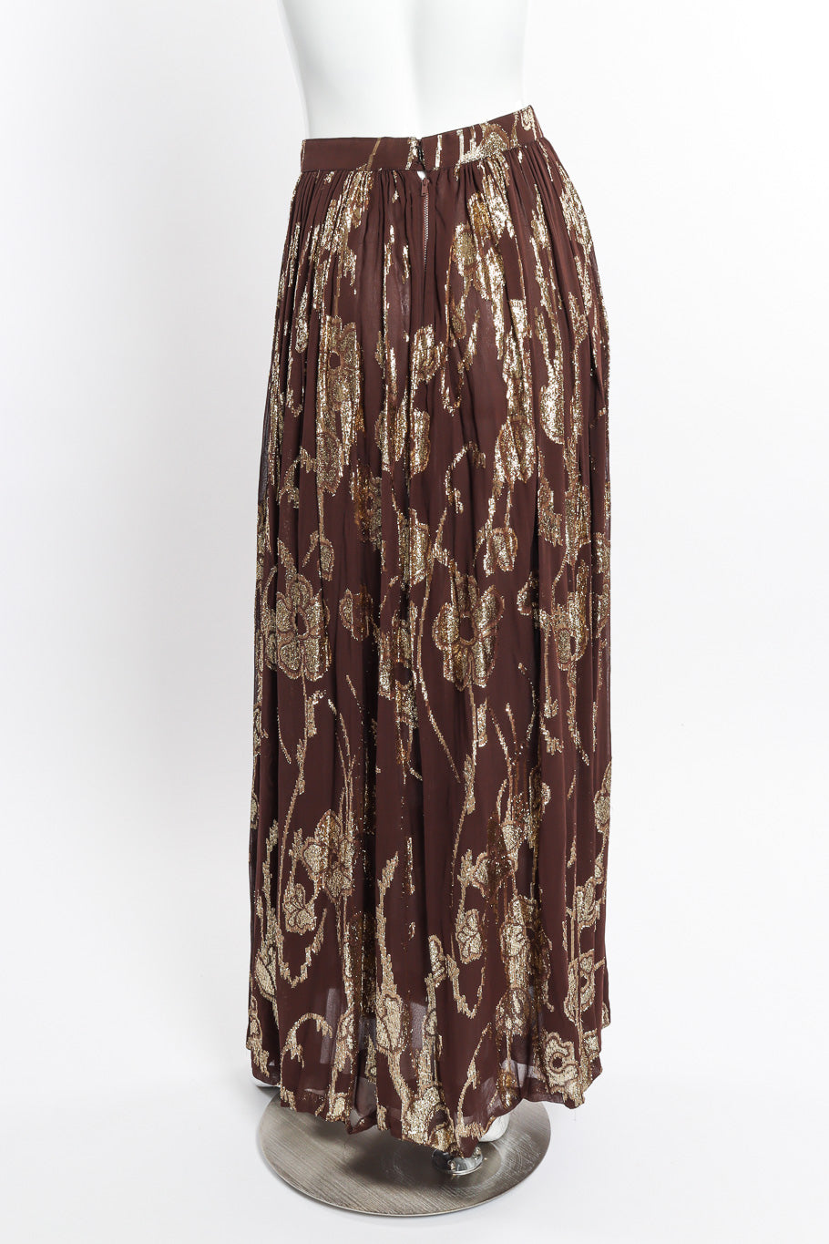 Vintage Adolfo Metallic Top and Skirt Set skirt back on mannequin @recessla