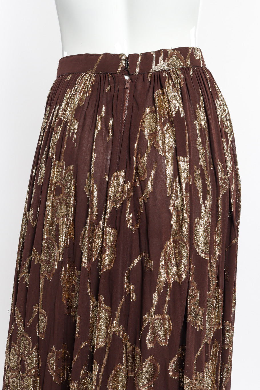Vintage Adolfo Metallic Top and Skirt Set skirt back closeup @recessla