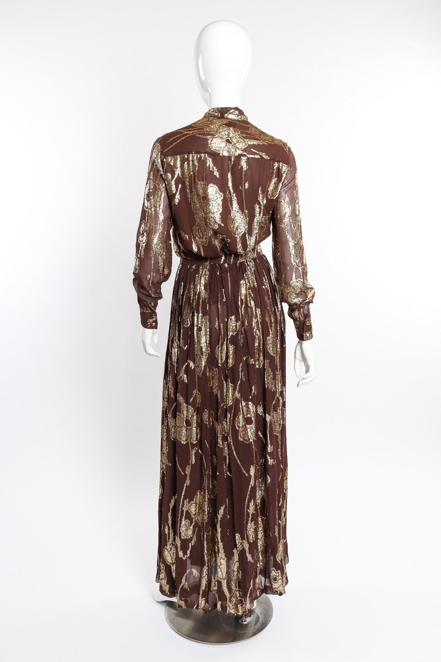 Vintage Adolfo Metallic Top and Skirt Set back on mannequin @recessla