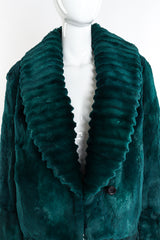 Vintage Adolfo Sport Ribbed Collar Fur Coat front on mannequin closeup @recessla